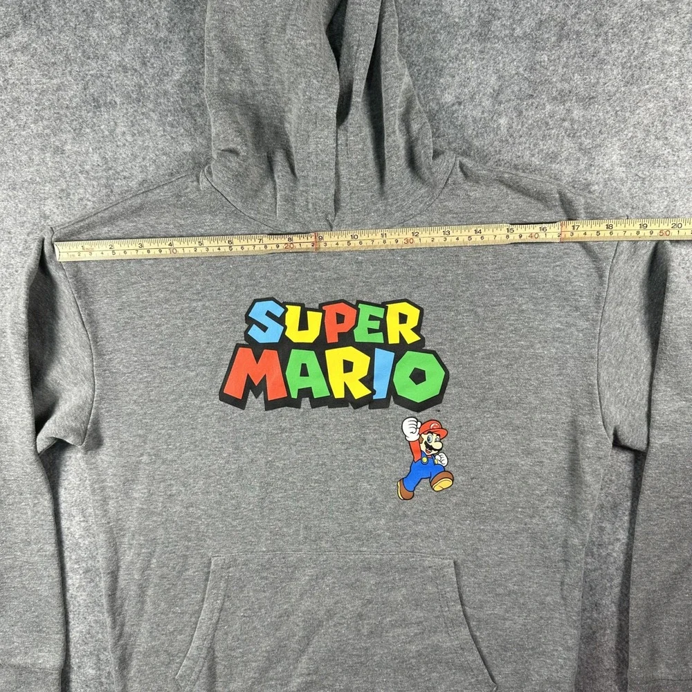 Old Navy Super Mario Graphic Hoodie XL (14-16) Grey Nintendo Gamer Pullover